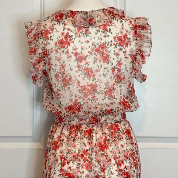 MISA Los Angeles Kidada Poppy Allover Ruffle V-neck Sleeveless Slit Maxi Dress M - Picture 10 of 15